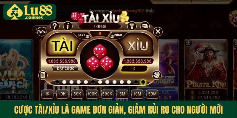 Cược Tài/Xỉu là game đơn giản, giảm rủi ro cho người mới
